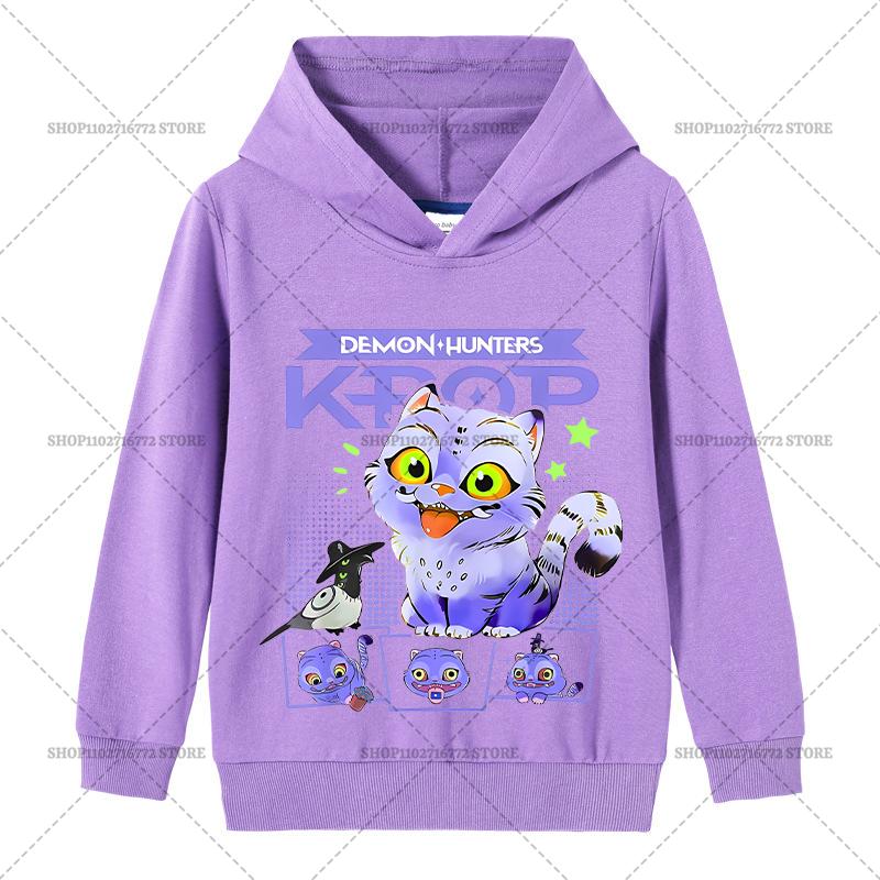 

K-pop Толстовки Охотники на демонов Мода Huntrix Saja Одежда для мальчиков Свободная Кино Руми Зои Мира 2025 Пуловеры Толстовка Топ для девочки Подарок 150