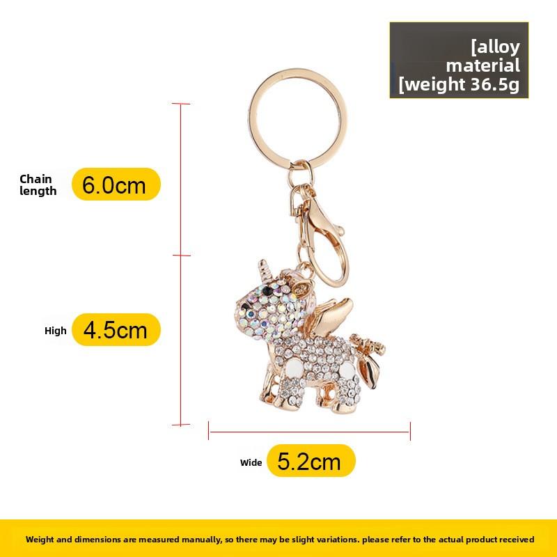 Diamond-studded Unicorn Keychain, Metal Handbag Pendant, Alloy Pendant Jewelry