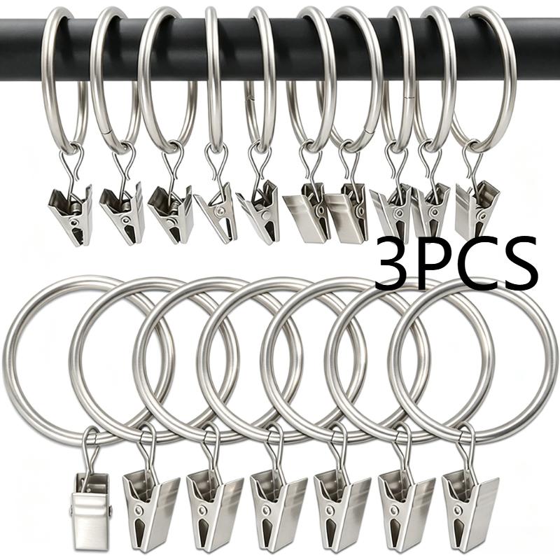 1-20pcs Curtain Rings with Clips Openable Drapery Metal Clip Rustproof Metal Hangers Ring for Windows Rods Decorative Drapery