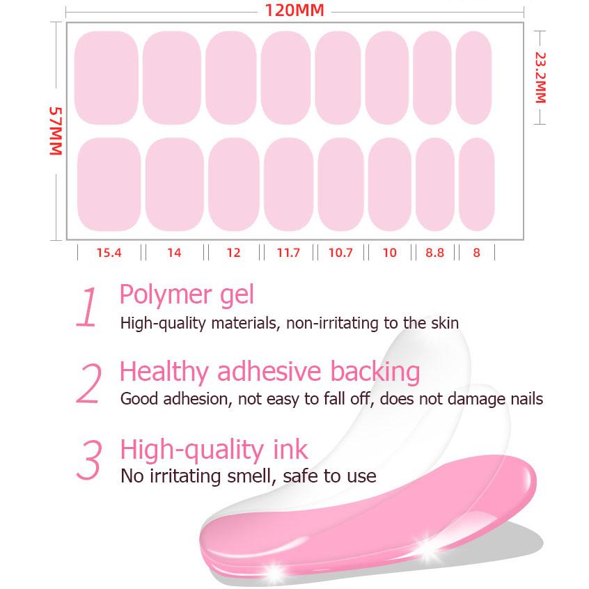 3PCS Solid Color No-Bake Gel Nail Stickers, Easy Application, Long-Lasting