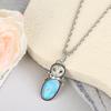Western Style Women'S Turquoise Stone Bar Pendant Necklace With Owl Fashionable Necklaces Gift