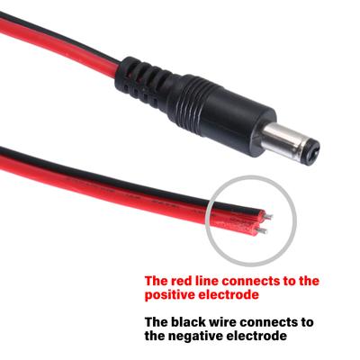 30cm 18AWG DC5521 Power Cable Double Color Red Black Twin Wire Line with 5.5x2.1mm Connectors for Multiple Devices