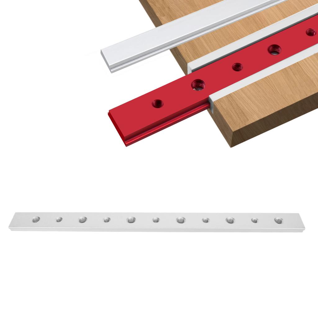 T Slot Miter Track Jig Aluminum Alloy Woodworking Slide Strip 300mm with Hole for Engraving Machine Table Saw