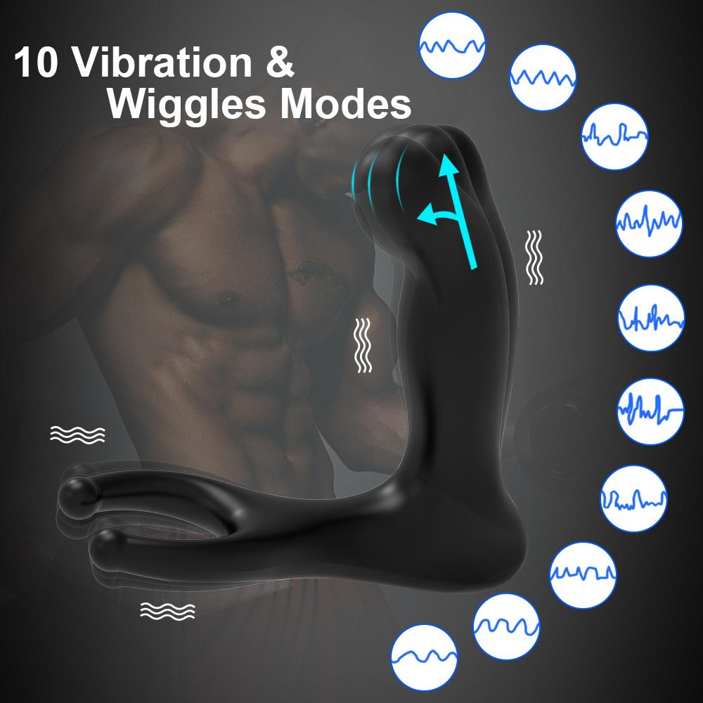 Wiggle Prostata Massasjeapparat Anal Plug Men Trådløs Fjernkontroll Butt Plug Vibrator Oppvarming 10 Mode