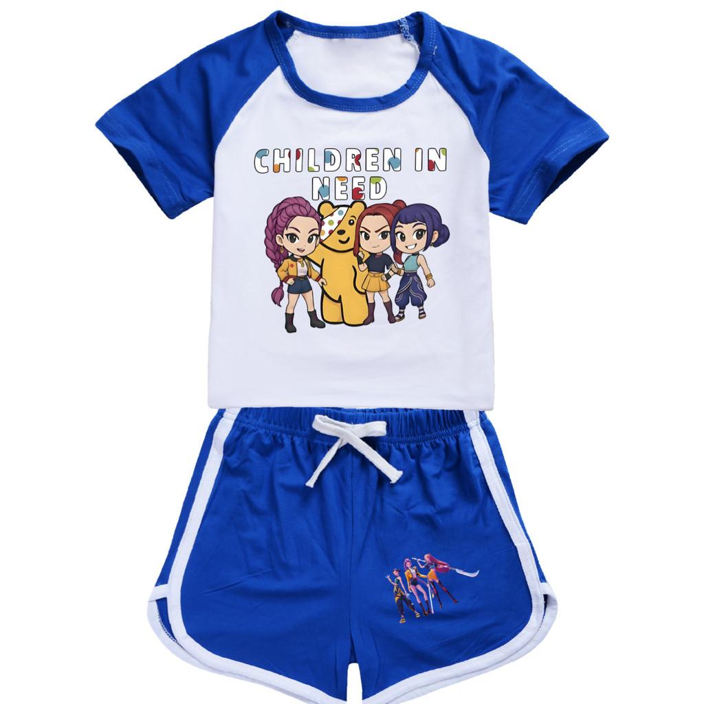 5103 Kids Girls POP Rumi Zoey Mira Print T-shirt Shorts Sport Tracksuit Clothes Set