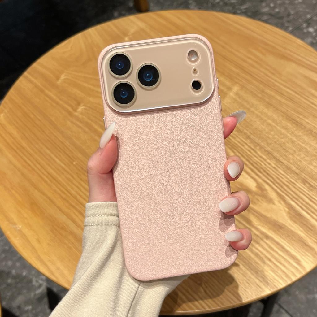 Simple lychee pattern lens is suitable for iPhone16Pro max Apple 17 mobile phone case 14/15 advanced hard case
