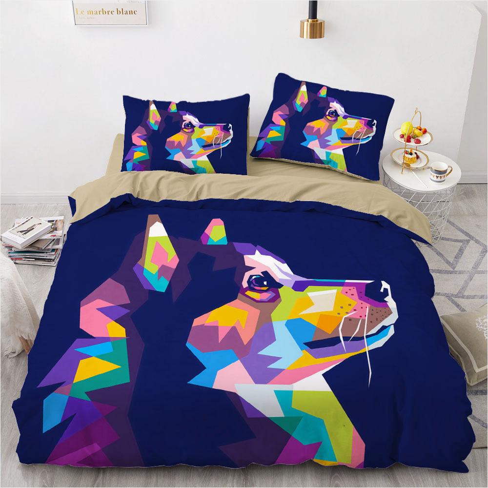 

3D красочный домашний комплект постельного белья с животными, пуховый пододеяльник, 2 или 3 предмета, полноразмерный пододеяльник AU/EU/DE для украшения спальни Baby 100x135cm