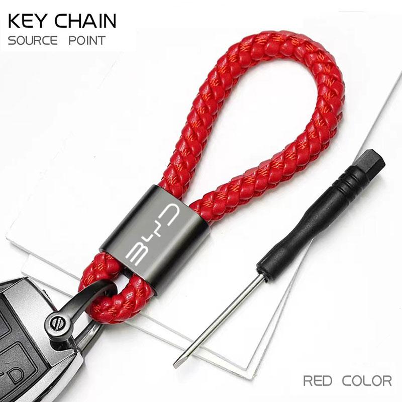 

For BYD Atto 3 Yuan Plus Han Tang EV F3 E6 Dmi Song F0 Qin Pro G3 I3 Car Logo Keychain Suede Key Chain Metal Keyring Decoration червоний