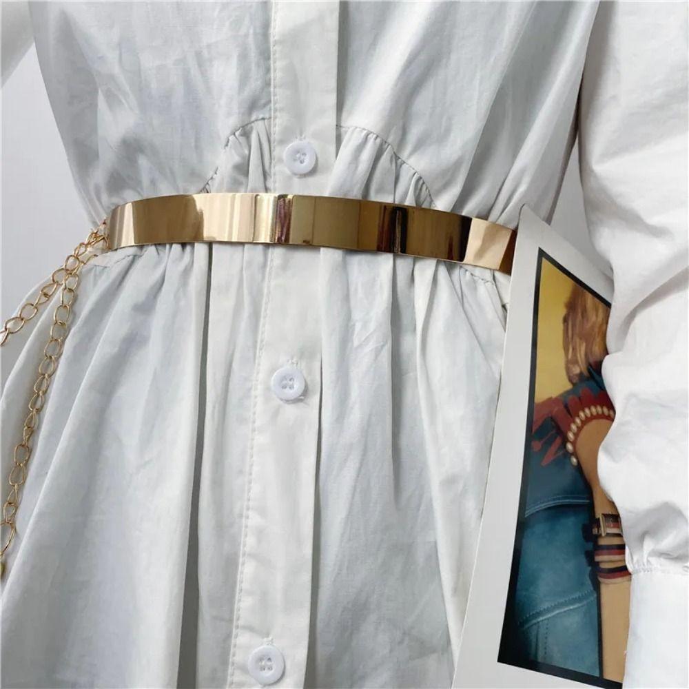 Adjustable Metal Designer Belt Fashion Dress Bling Waistband New Gold Silver Mirror Waistband