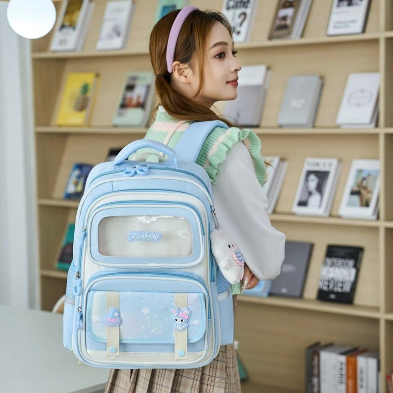 New Schoolbag for Girls and Primary School Students New Girls Spine Protection To Reduce the Burden On Children Cartoon Backpack