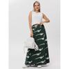 Damen Midi-Rock mit Print, Elastischer High-Waist Fließender A-Linien-Rock