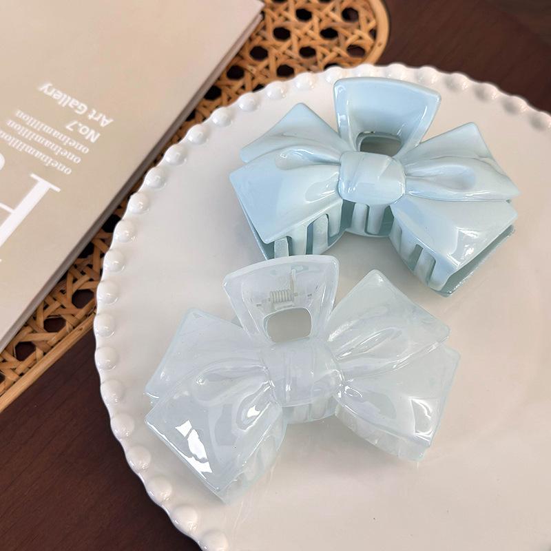 Girl's Elegant Hairpin Crab Clips Hair Accessories Cream Blue Bow Five-Pointed Star Hair Clip Geometry Hair Claw for Women