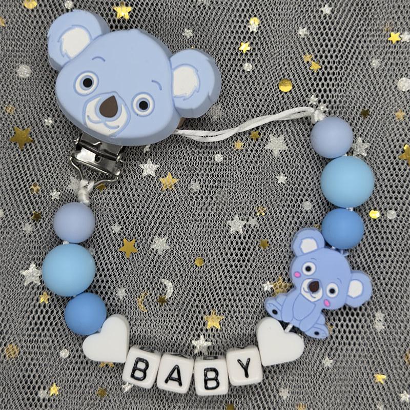 Free Personalised BPA Free Silicone Baad Dummy DIY Silicone Baby Pacifier Custom Clip Name Colorful Pacifier Chain Teething Gift