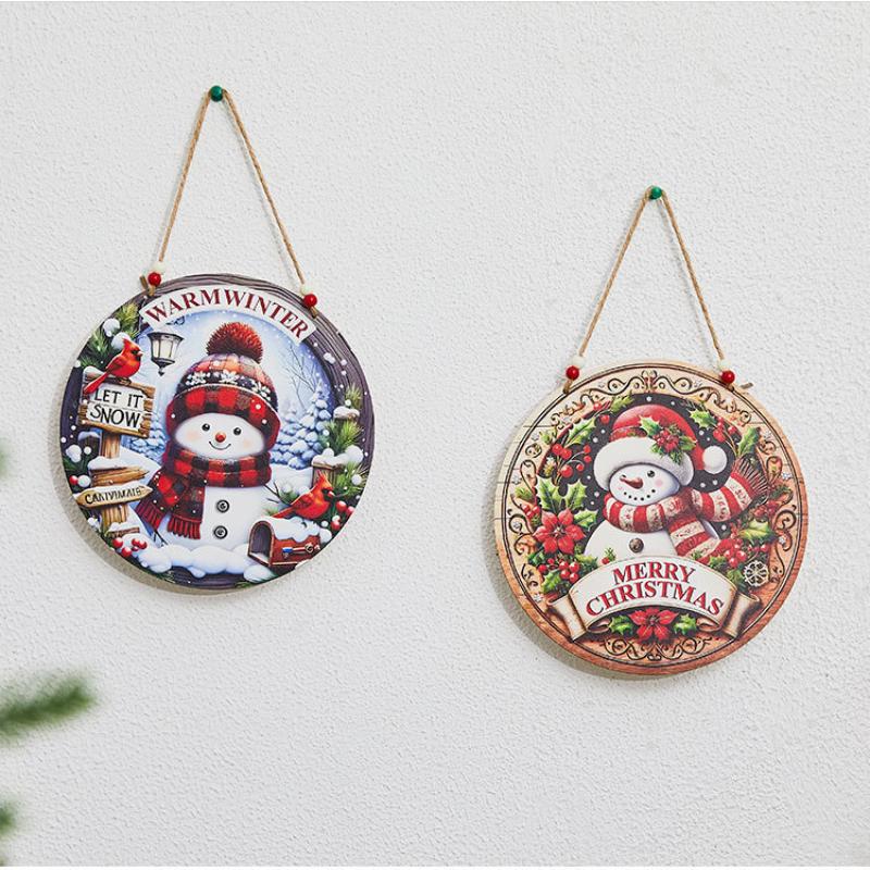 Colorful Christmas Hanging Pendant Wooden Crafts Xmas Tree Wall Ornament Christmas Party Scene Props Decoration Gift