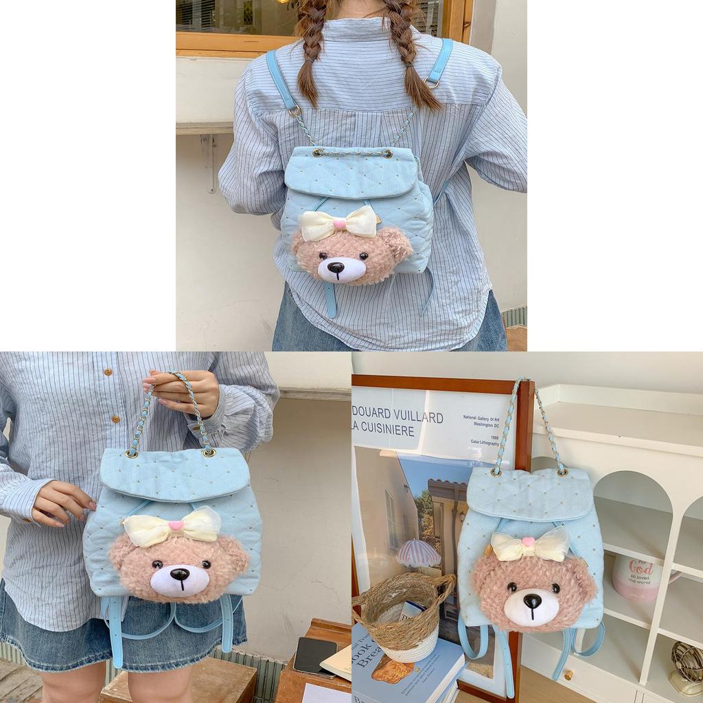 Lolita Bear Kids Backpack Canvas Girls School Teenager Cute Cartoon Style