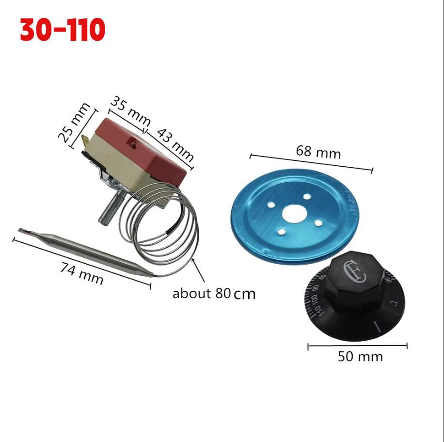 Temperature Rotary switch Controller 30-110/50-300 degree Celsius Adjustable Temperature Control Switch Capillary Thermostat 16A