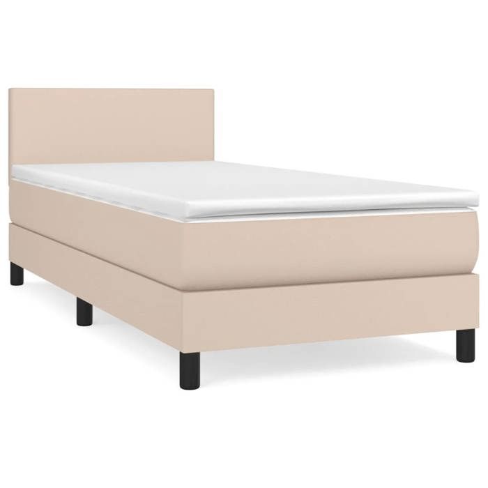 3140974 vidaXL Lit à sommier tapissier avec matelas Cappuccino 80x200 cm