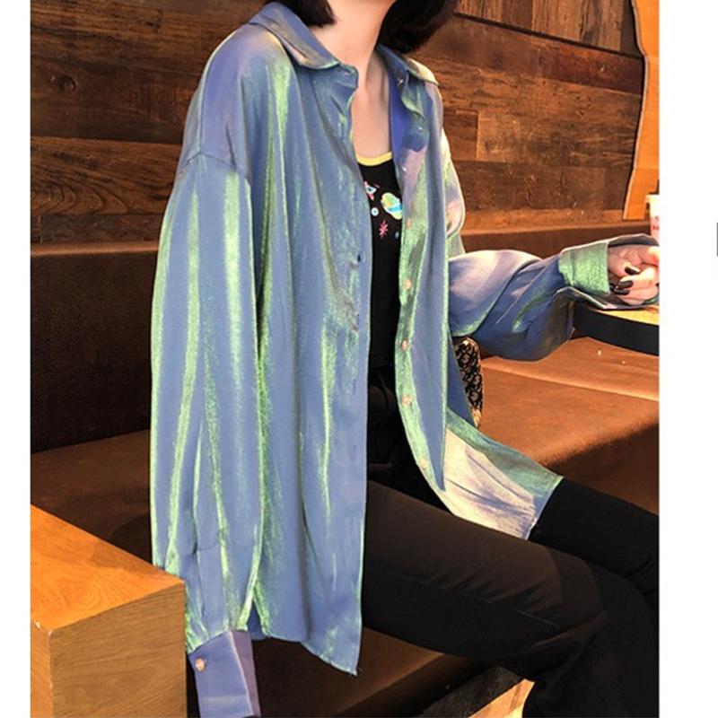 2025 Long Sleeve Fashion Elegant Women Shirt New Summer Casual Top Plus Size Loose Sunscreen Women's Blouse Solid Color Office Outerwear Clothes