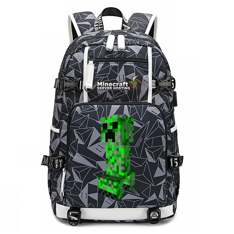 Hot Selling Minecraft Game Peripheral Printed Backpack Outdoor Large Capacity Travel Bag