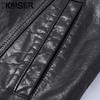 KAISER Men's Genuine Cowhide Lapel Collar Biker Leather Jacket