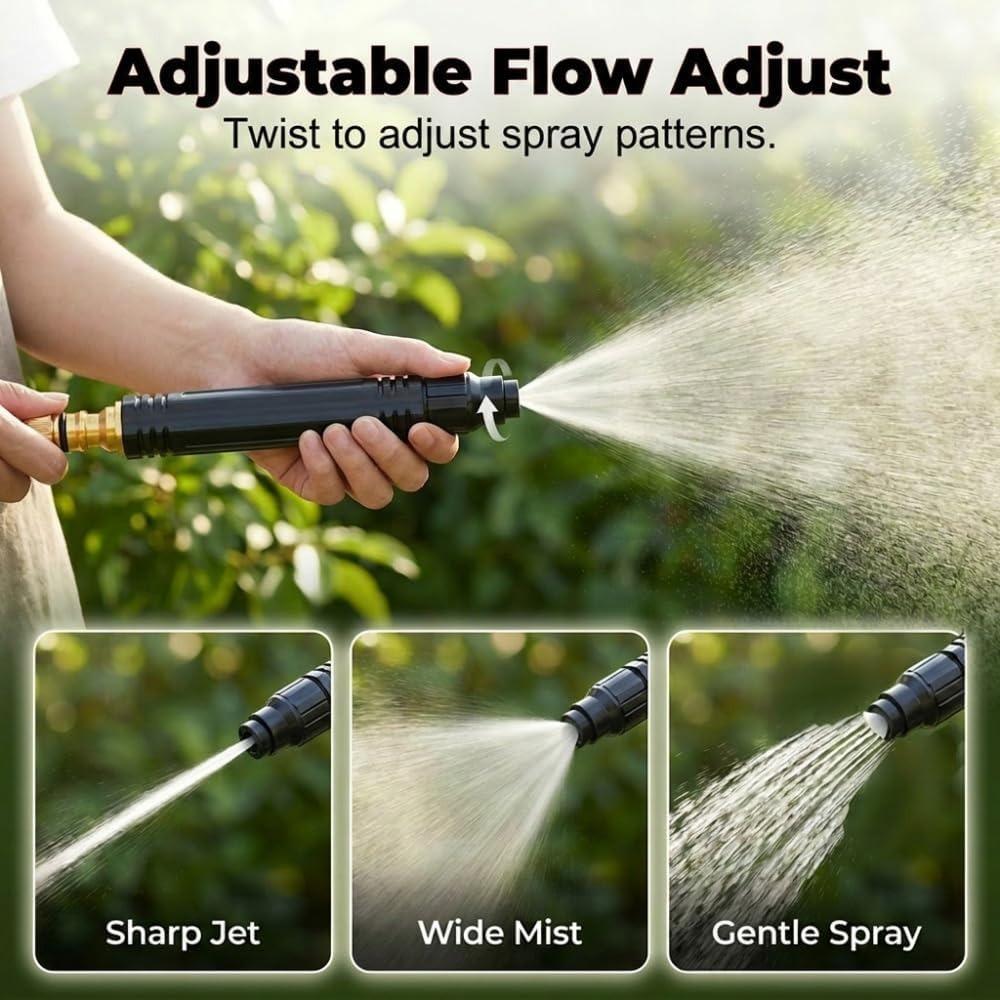 Household high-pressure car wash water gun with booster nozzle, high-pressure water gun booster nozzle with 2 water hoses