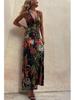 2023 European & American Sexy Print Spaghetti Strap Vacation Dress for Women