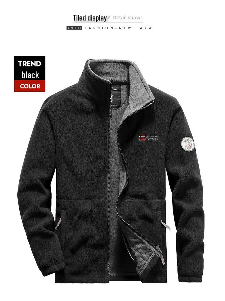 Veste polaire double face pour homme - Manteau décontracté d'extérieur Automne/Hiver 2022 (Style 2218)