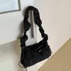 Fold Shoulder Bag Vintage Casual Designer Underarm Crossbody Bag Simple Fashion Women Pleated Nylon Fabric Shoulder Bags