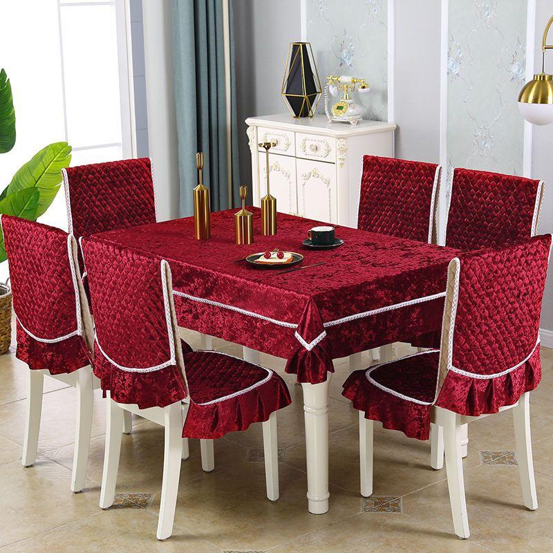 One-piece Dining Table and Chair Cover Dining Chair Cushion Chair Cover Set Household Chair Cushion Rectangular Round Coffee