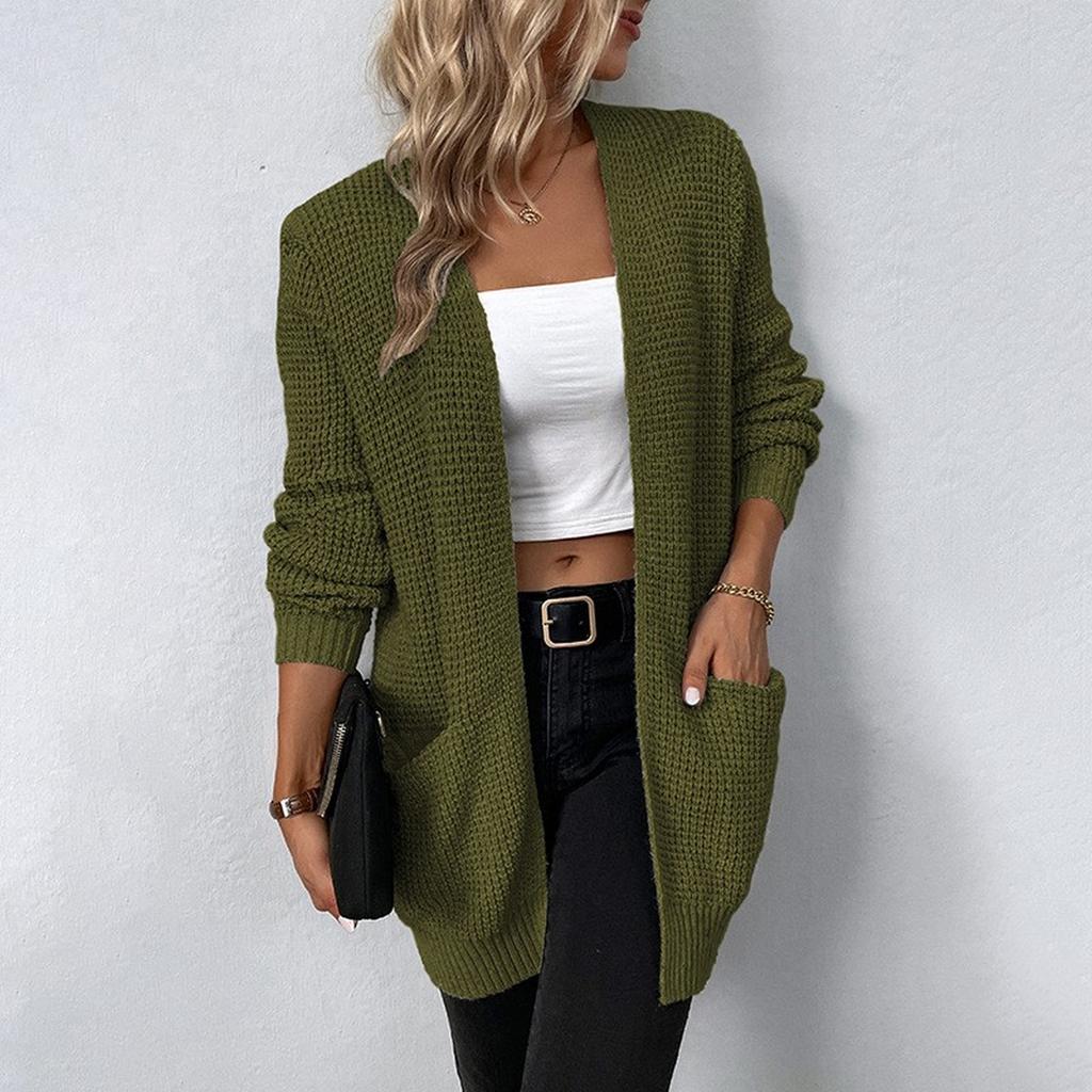 Casual Minimalist Cardigan Knit Outerwear For Women