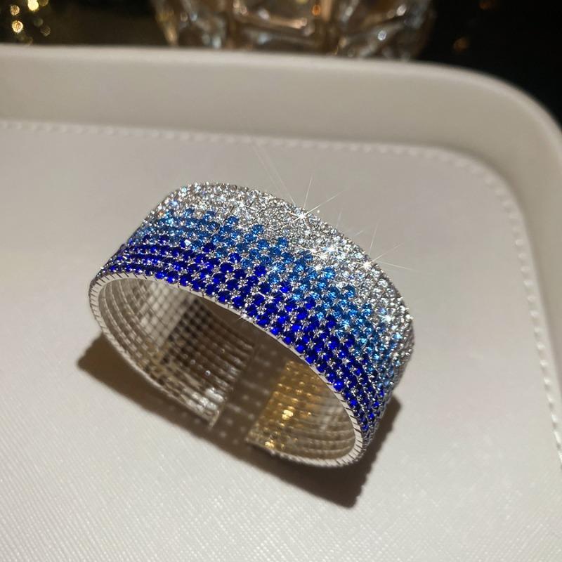 Diamond sparkle~ diamond-encrusted multi-layer round gradual change opening bracelet design sense niche bracelet fashionable exquisite jewelry