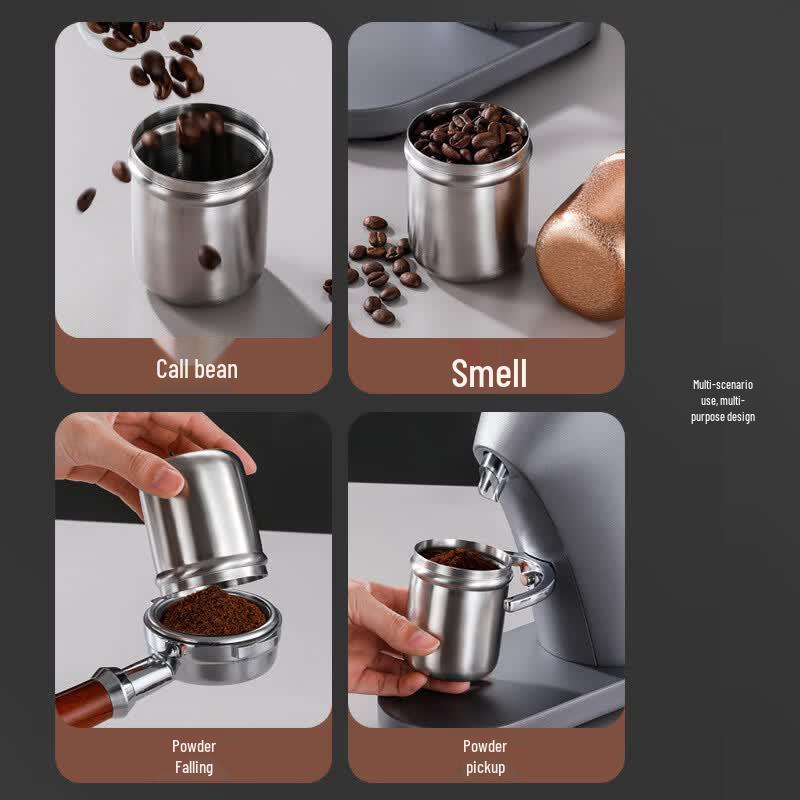 Shangqi 304 Stainless Steel Coffee Dosing Cups with Lids (2-Pack)