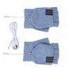 USB Electric Heated Convertible Gloves Winter Half Finger Mittens Stretchy Half Finger Gloves with Top Cover for Men