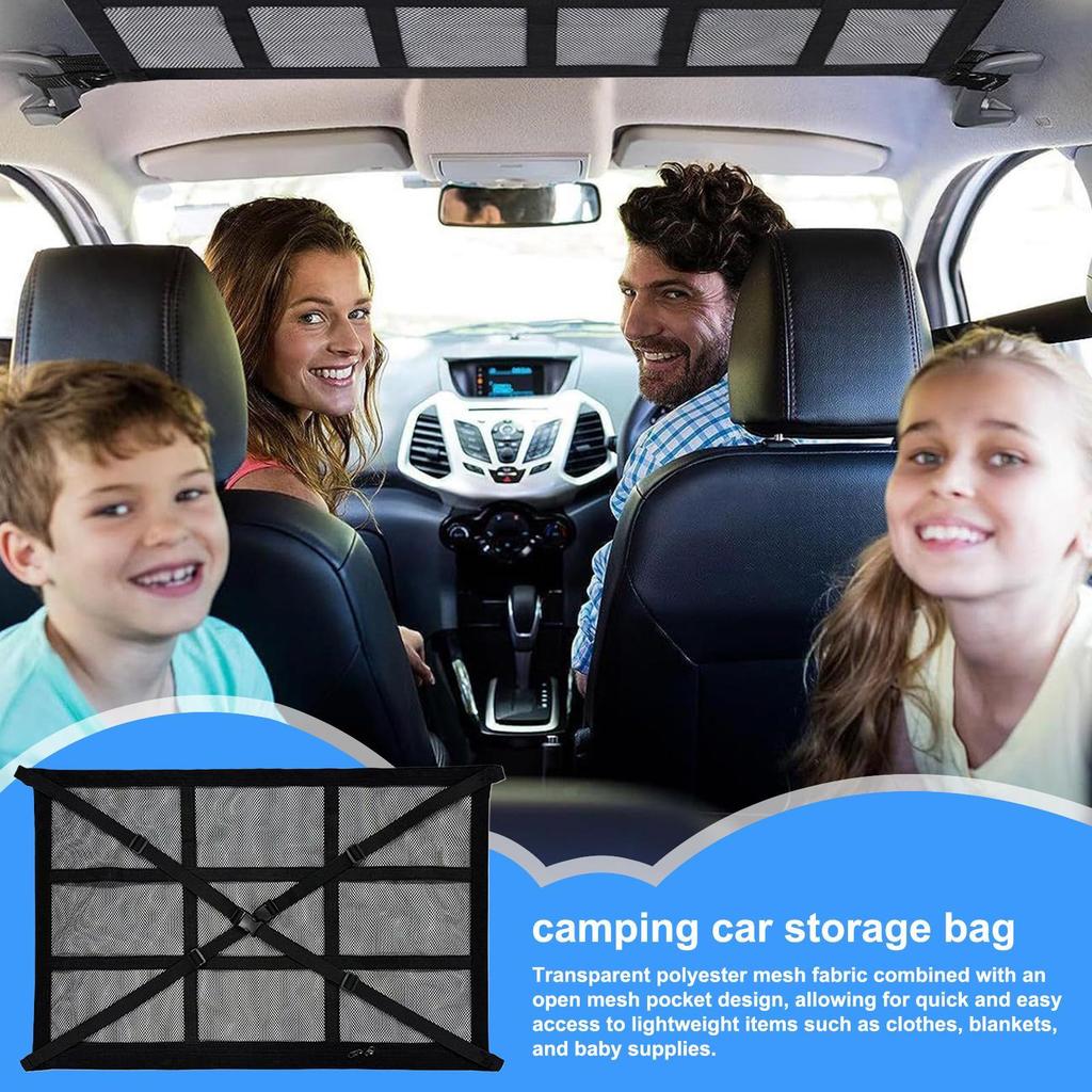 Car Ceiling Storage Organizer Car Overhead Storage Mesh Organizer Load-Bearing Overhead Roof Organization For Automotive Truck