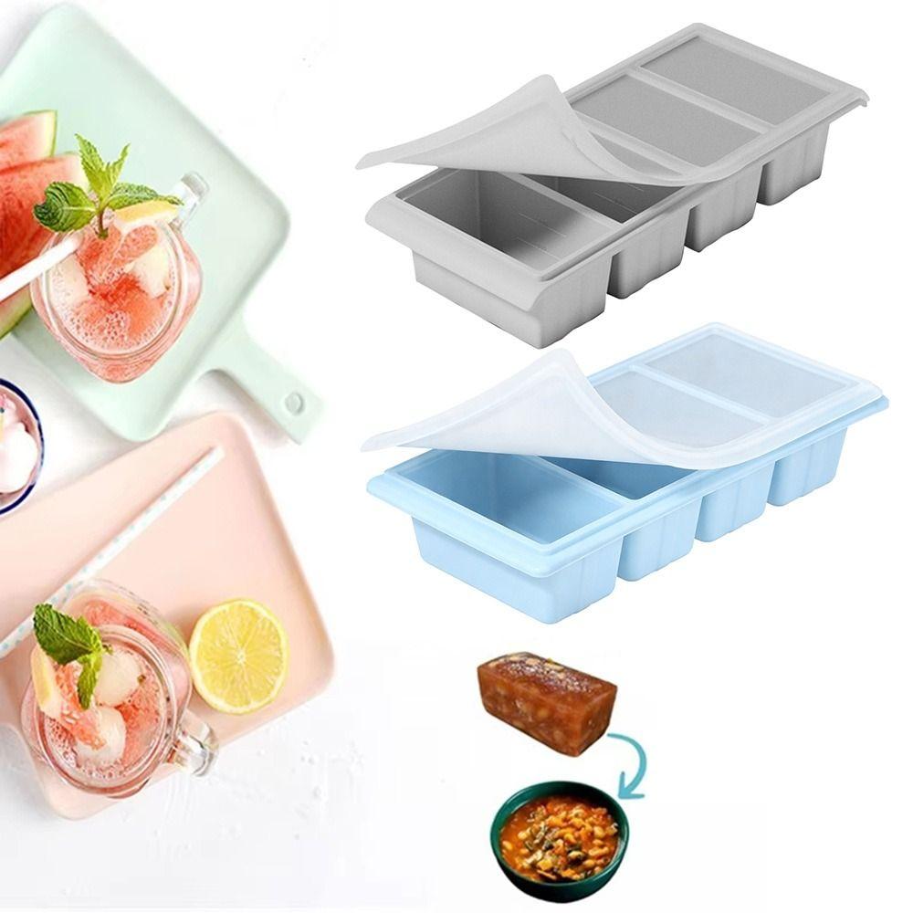 with Lid Food Freezing Molds Silicone Food Sauce Storage New Ice Mold
