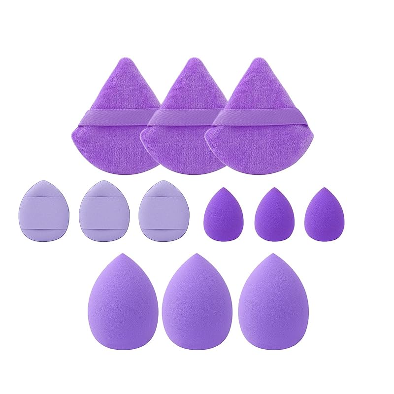 12 pcs Makeup Sponge Blender Sponges for Liquid, Cream, and Powder, Make up sponges for foundation Powder Puff Face Triangle Face Makeup Puff Wet Dry фиолетовый