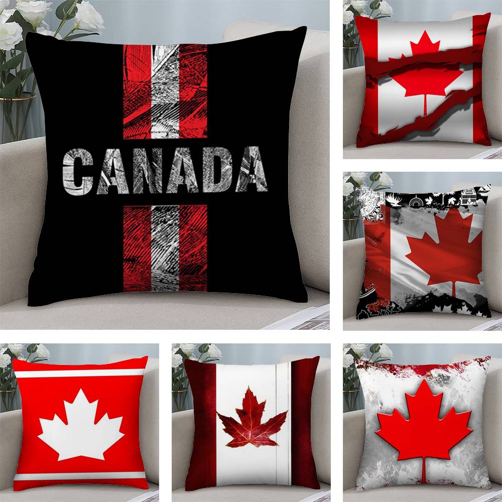 Canada Canadian Flag CA Leaf Pillow Case Sofa Short Plush Double-sided HD Printing Room Home Office Gift Cushion Cover