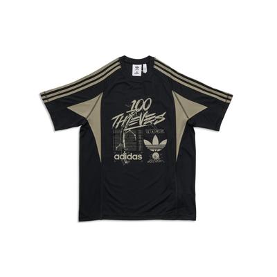 adidas Originals X 100 Thieves Collaboration SS25 Minimalist Comfortable Pullover Short Sleeve T-Shirt Unisex T-Shirts Black JM3259