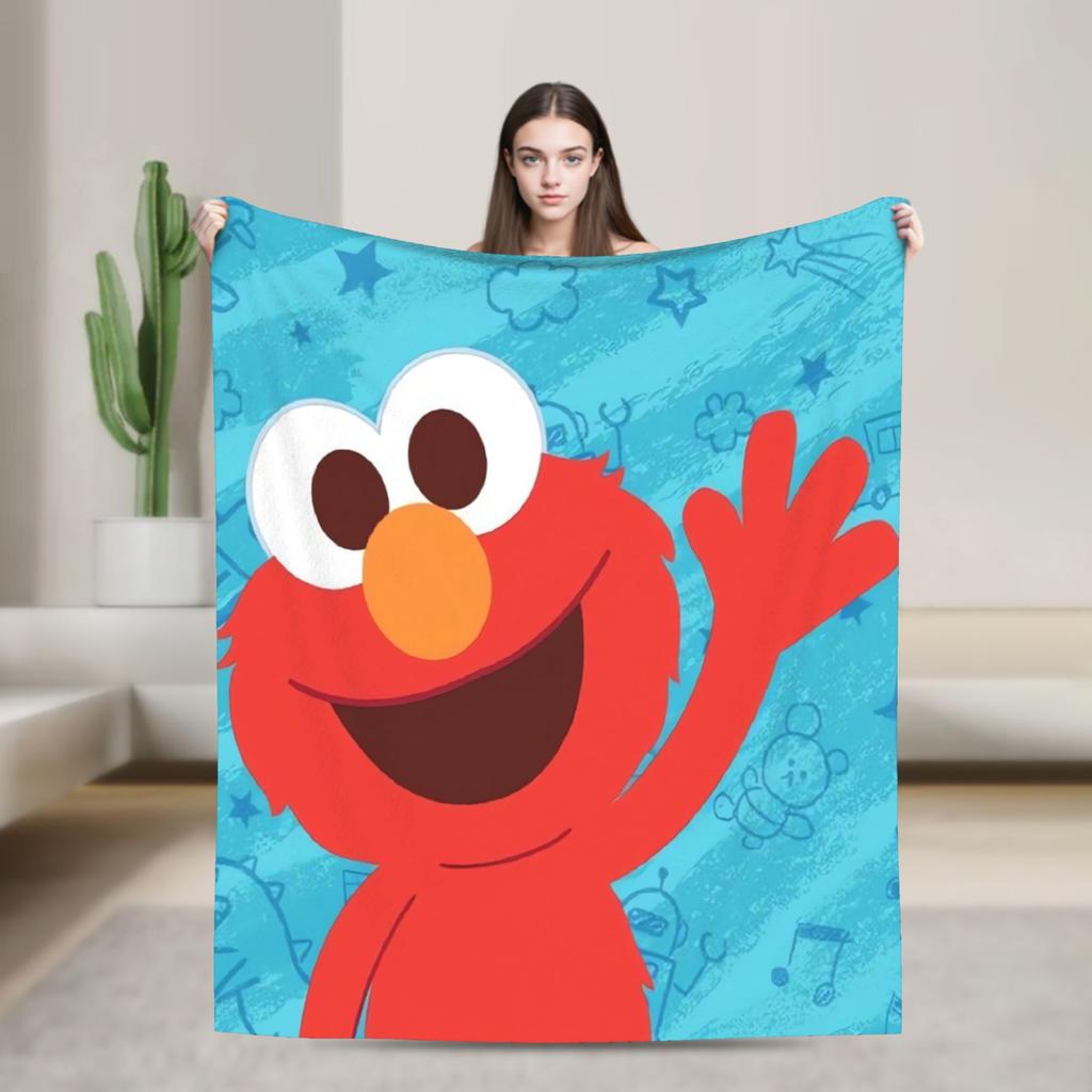 S-Sesames Streets Tango Elmo & Grover Blanket Soft Fluffy Plush Throw Blanket For Child Living Room Flannel Bedspread Bed Cover