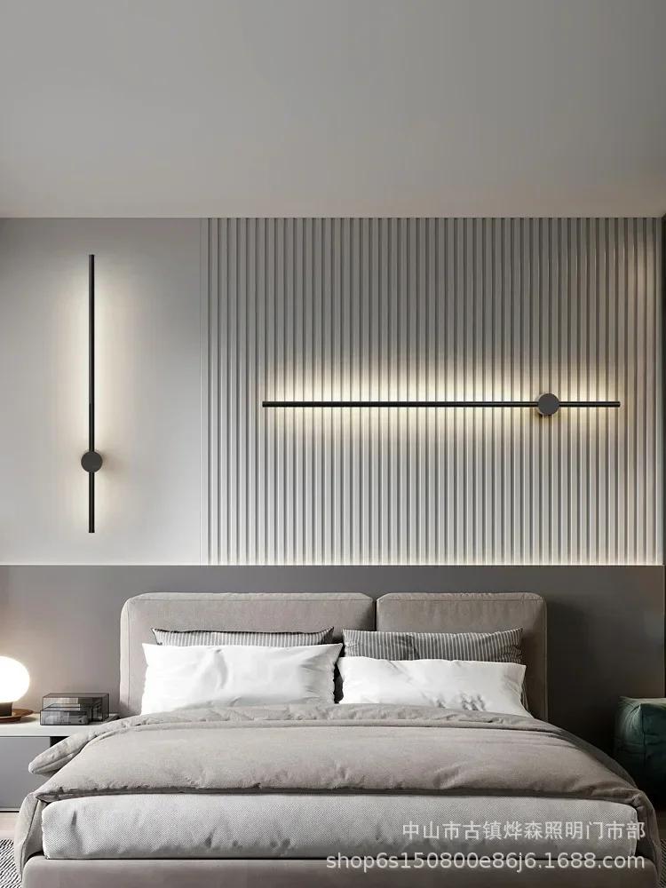 Nordic Line LED Wall Lamp Gold Rod Living Room Home Decor Sofa Background Wall Light Modern Creative Simple Bedroom Bedside Lamp