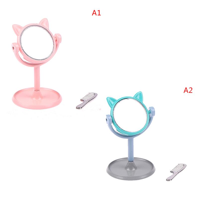 1/12 Make-up Mini Hasenohren Spiegel Möbel für Puppenhaus Spielzeug Zubehör