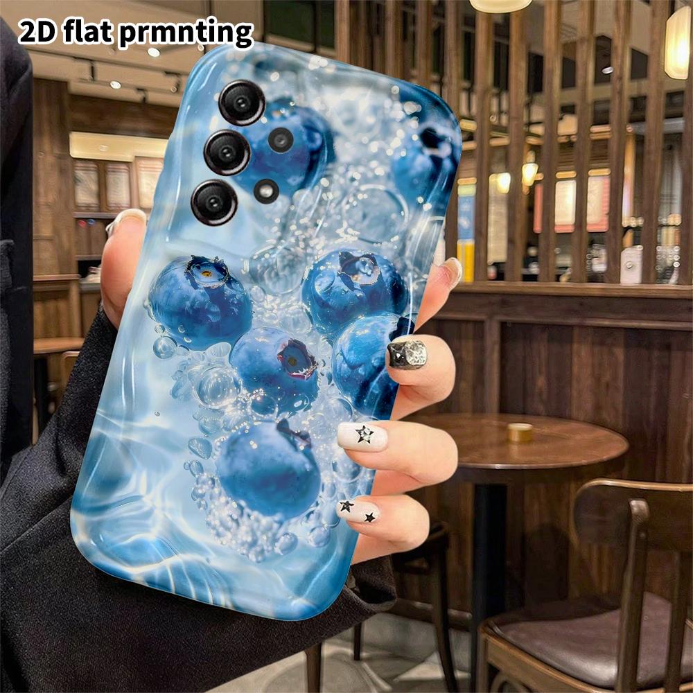 Phone Case: 2D Flat Samsung Galaxy A34 A35 S20 S22 S21 FE Plus Ultra Protective Case, Water Blueberry, Christmas Halloween Holiday Gift