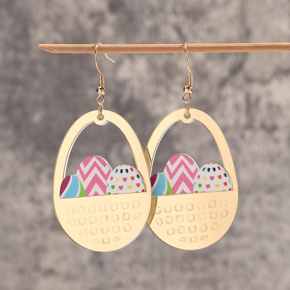 

Gold Color Mirrored Waterdrop Acrylic Earring for Women Creative Easter Eggs Drop Earrings Fashion Jewelry Accessories Gift