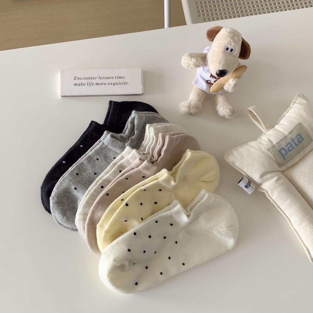 Ji Shallow Mouth Boat Socks Solid Color Polka Dots Do Not Fall Off, And Invisible Short Socks Polka Dot Boat Socks Women