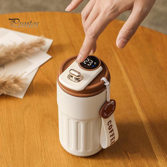 450ML LED Temperature Display Vacuum Insulated Water Bottle BPA-Free Leak Proof Keep Cold/Warm 12H Double Walled Insulation Cup Stainless Steel