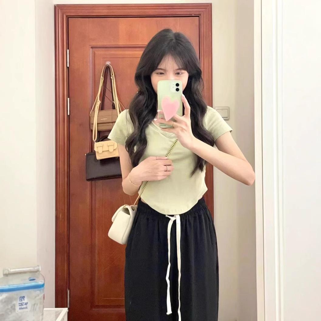 

Women s Slim Fit Irregular Summer Blouse - Short Sleeve, Petite Design, Spicy Style M Premium коричневий