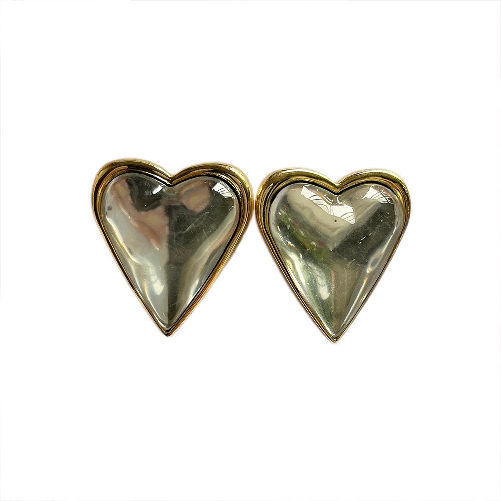 New Fashion Retro Heart Earrings 3D Transparent Exquisite and Elegant Ear Ornaments Unique Korean Heart-Shaped Studs Earrings