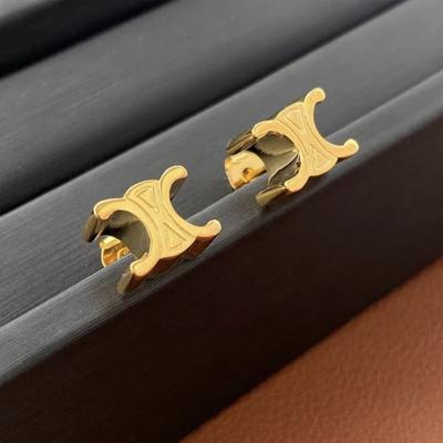 1 Paar Koper Zilveren Naald Modieus Dubbel C-Vormig voor Vrouwen Meisjes Oorbellen Hypoallergeen Verguld Knopoor