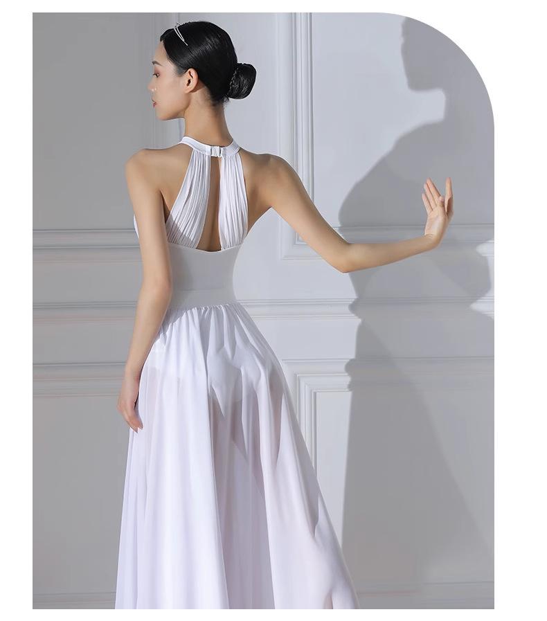 Adult Women's Sleeveless Halterneck Ballet Dance Leotard with Mesh Splice