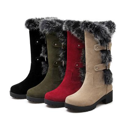 Fashion 2019 Newest Women Boots Autumn Flock Winter Ladies Fashion Snow Boots Shoes Thigh High Suede Mid-Calf Boots Snow Boots Women